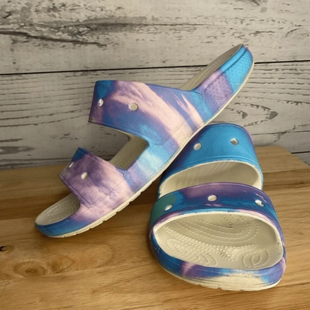 Classic Crocs Open Toe Sandals Unisex‎ Solarized Men's 9 White / Purple Women-11
